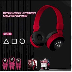 AUDIFONO CON MICROFONO  DIADEMA BLUETOOTH BK-25 STEREO SQUID GAME 